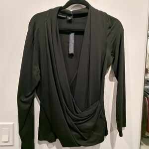Tahari Black Drape Front Blouse